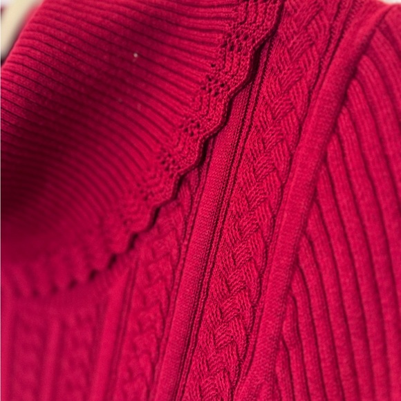 Women's Red Ribbed Sweater - Picture 4 of 5